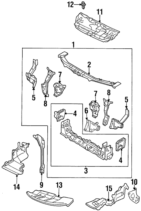 Radiator Support for 1996 Mazda Protege #1