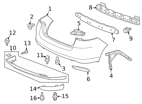 Bumper & Components - Rear for 2011 Honda Insight #0