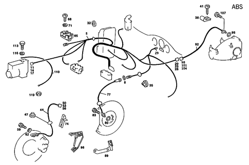 Brake Lining Wear Indicator and Antilock Braking System for 1989 Mercedes-Benz 560SL #1