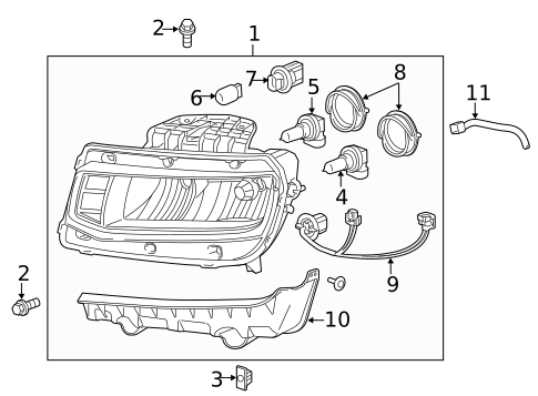 Headlamp Components for 2014 Chevrolet Camaro #1