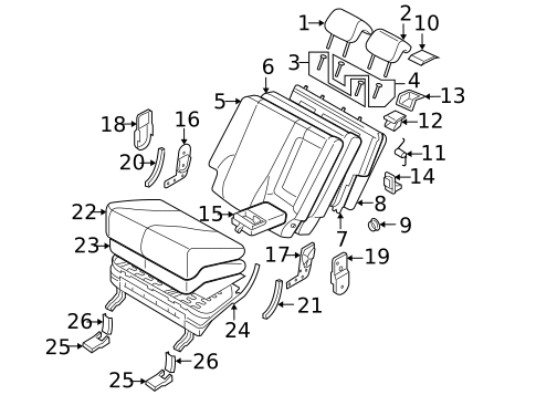 Rear Seat Components for 2006 Hyundai Tucson #0
