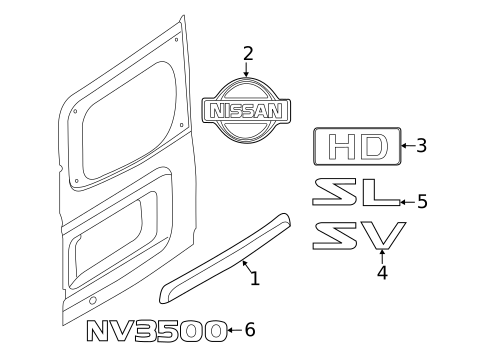 Exterior Trim - Back Door for 2015 Nissan NV3500 #1