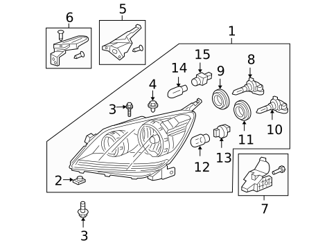Headlamp Components for 2008 Honda Odyssey #0