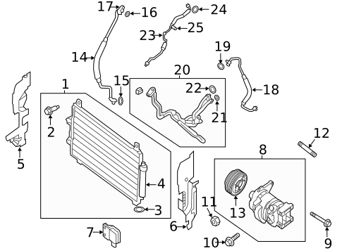 Condenser, Compressor & Lines for 2014 Nissan Pathfinder #0