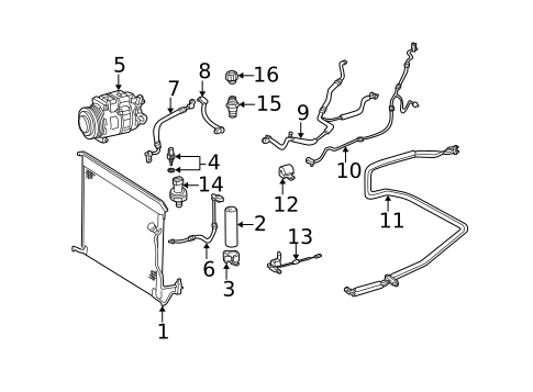 Condenser, Compressor & Lines for 2003 Mercedes-Benz S55 AMG #0