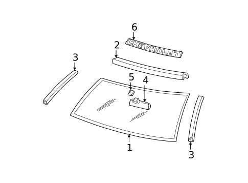 Glass - Windshield for 1998 GMC C2500 Pickup #0