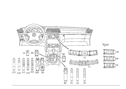 Switch in Instrument Panel and Center Console for 2002 Mercedes-Benz S55 AMG #1