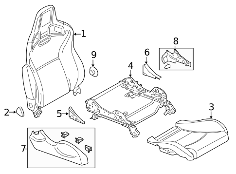 Passenger Seat Components for 2015 Nissan 370Z #2