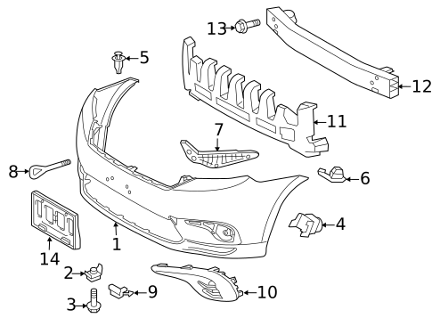 Bumper & Components - Front for 2012 Toyota Highlander #0