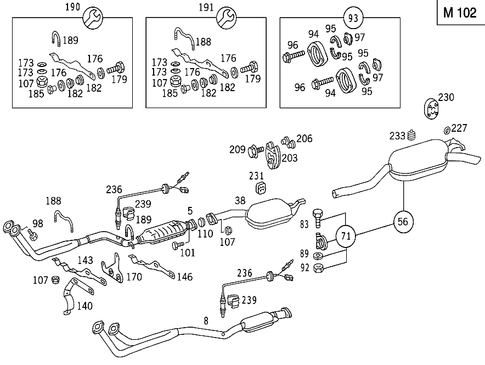 Exhaust System on Gasoline Vehicles for 1989 Mercedes-Benz 300E #0
