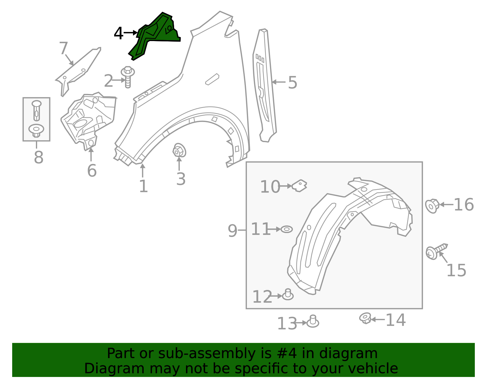 66315-C5000 - Fender Reinforced Plate 2016-2020 Kia Sorento | Kia.Parts ...