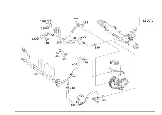 2044601743 - Steering: High-Pressure Line for Mercedes-Benz: C350, E350 Image image