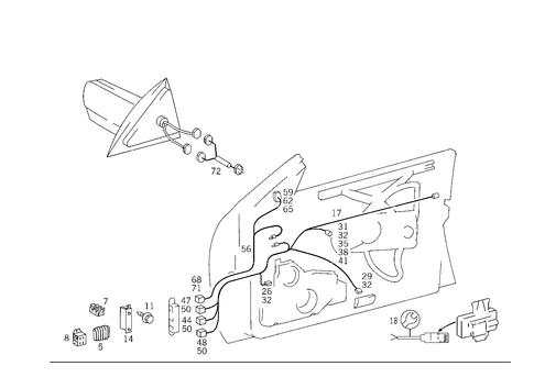 Door Cable Harnesses & Protective Hoses for 1984 Mercedes-Benz 500 SEC #0