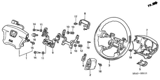 Steering Wheel (SRS) (2) for 2002 Honda Civic #0