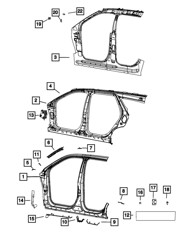 « 68531357AI – Body Sheet Metal Except Doors : Ouverture Latérale De Caisse Raidisseur, Côté Gauche pour Mopar Image »
