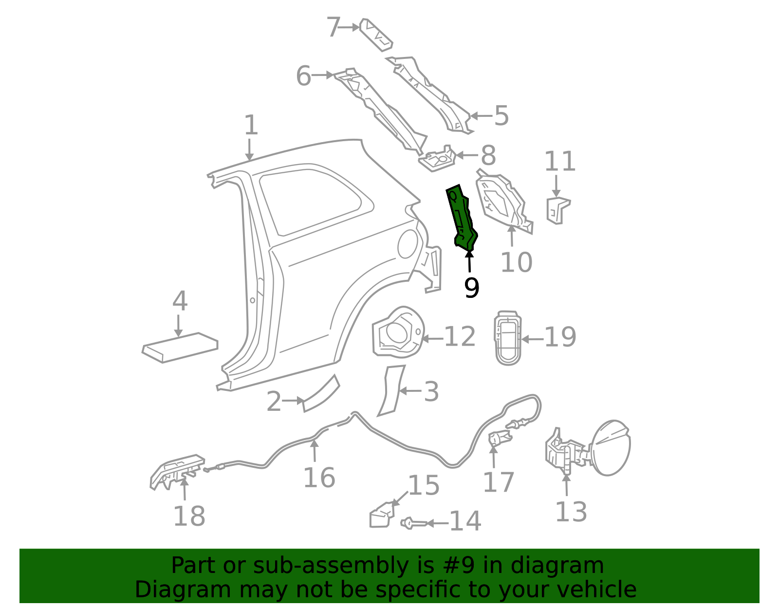 61746-52080 - Quarter Panel Reinforcement - 2007-2011 Toyota Yaris ...