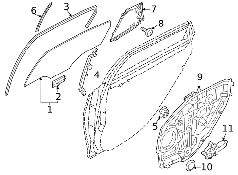 Glass - Rear Door for 2023 Genesis G90 #0