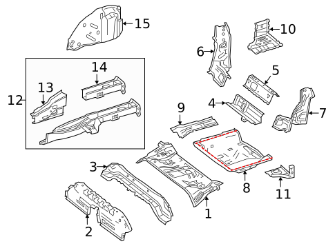 Rear Floor & Rails for 2016 Mercedes-Benz GLA250 #0
