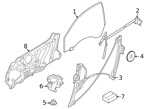Glass - Front Door for 2024 BMW 840i xDrive Gran Coupe #1