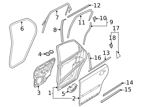 Exterior Trim - Rear Door for 2005 Volvo S40 #0