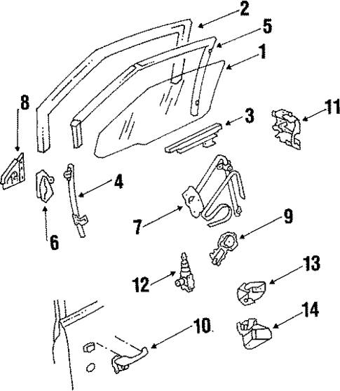 Glass - Front Door for 1987 Oldsmobile 98 #1
