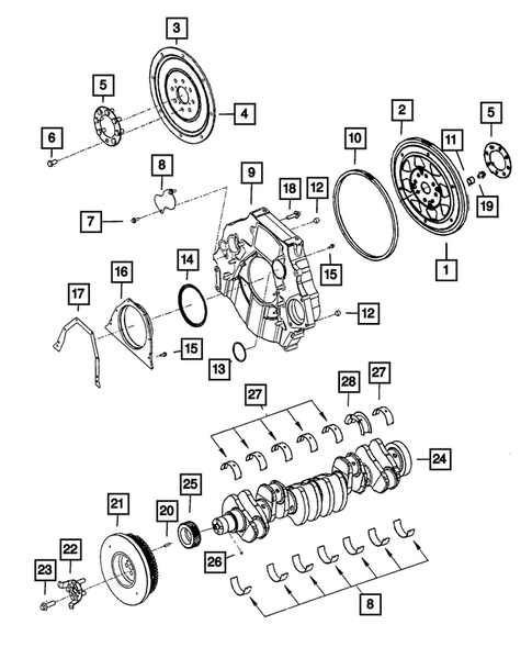 Crankshaft, Piston, Drive Plate, Flywheel, and Damper for 2008 Dodge Ram 3500 #1