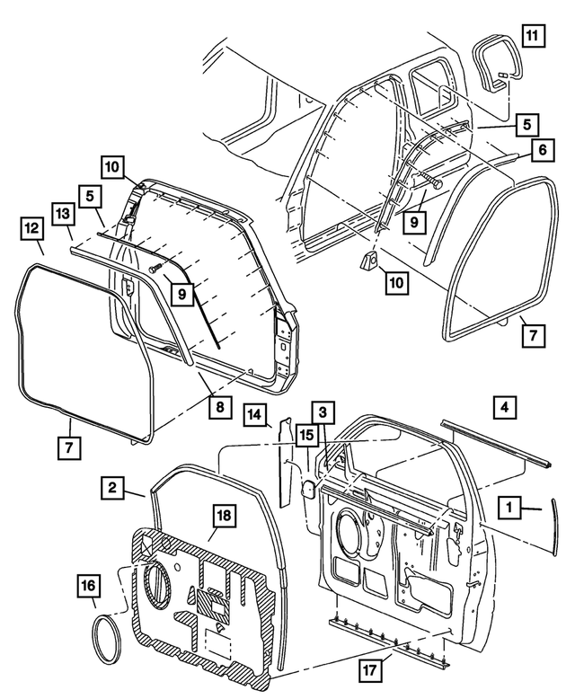 55276282AB - Doors and Related Parts: Front Door Weatherstrip for Mopar Image