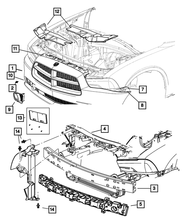 68092597AA - Frame, Bumper and Fascia: Front Fascia for Mopar Image image