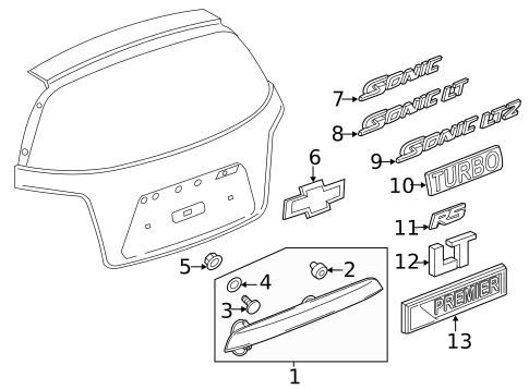 Exterior Trim - Lift Gate for 2015 Chevrolet Sonic #0
