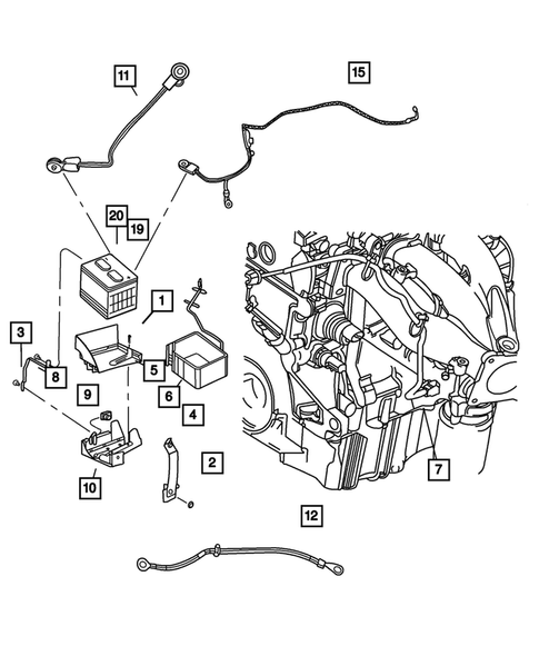 Battery Tray and Cables for 2006 Chrysler Sebring #0