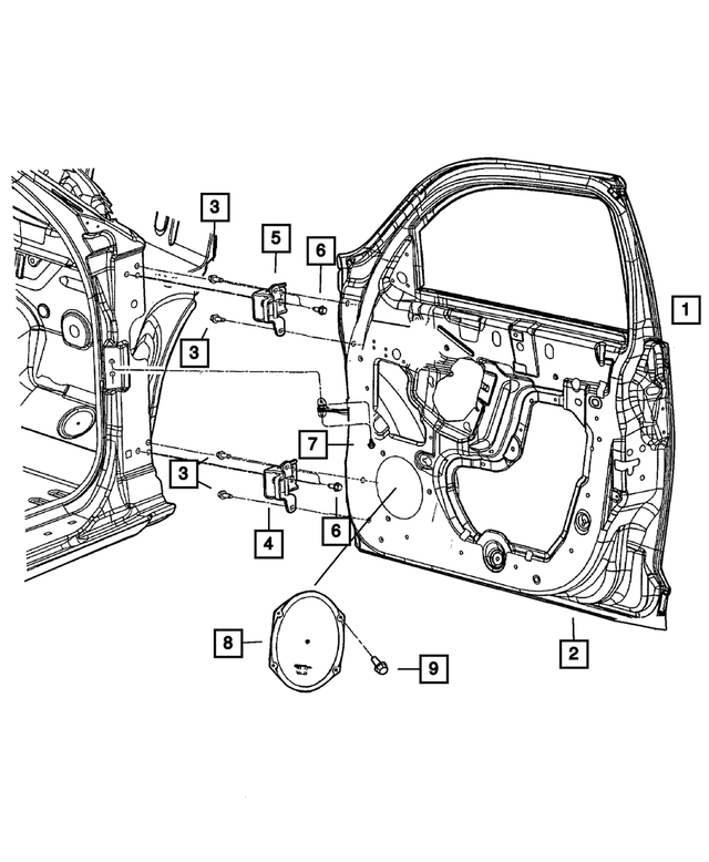 5103390AC - Doors and Related Parts: Front Door, Right for Mopar Image