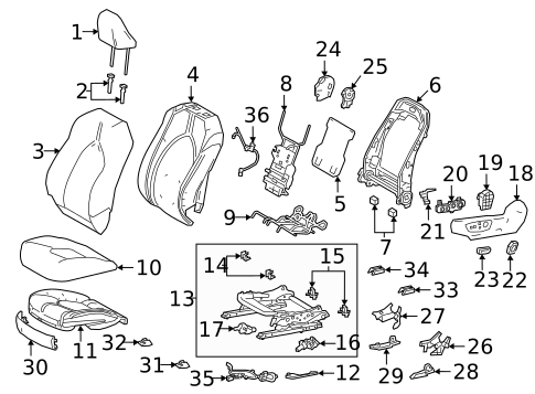 Passenger Seat Components for 2018 Toyota Camry #5