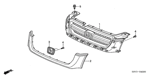 Front Grille (-'05) for 2005 Honda Pilot #0