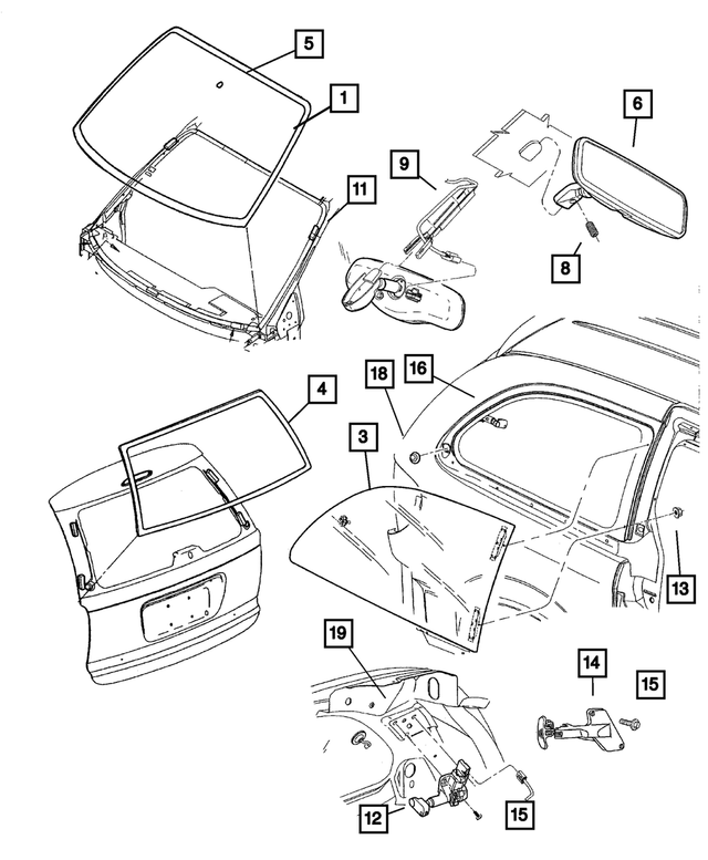 4894387AA - Body Sheet Metal Except Doors: Inside Rear View Mirror for Mopar Image