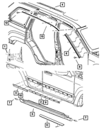 55156849AE - Exterior Ornamentation: Front Door Molding, Left for Jeep: Grand Cherokee Image