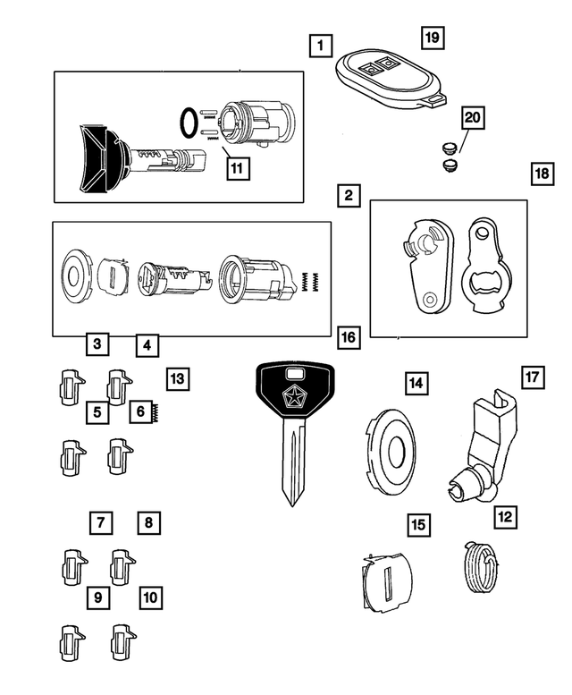 4778118 - Wiper/Lock Cylinder and Keys: Door And Deck Number 2 Tumbler for Mopar Image