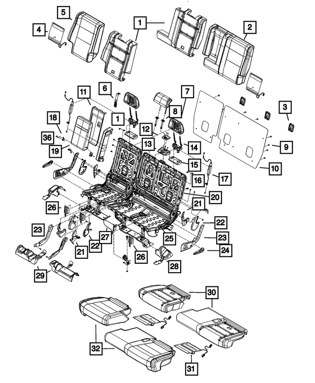 68086221AB - Interior Trim: Seat Back Foam, Left for Mopar Image