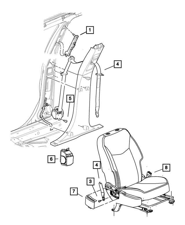 5155681AD - Restraints: Seat Belt Retractor Cup, Left for Chrysler: 200, Sebring | Dodge: Avenger Image