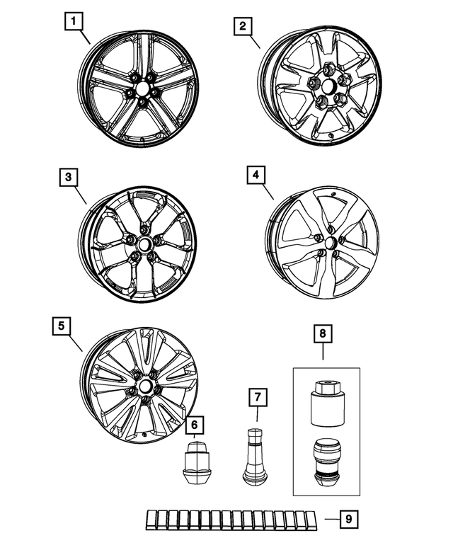 « 1JD14XZAAE –  : Aluminium Roue, Avant Ou Arrière pour Mopar Image »