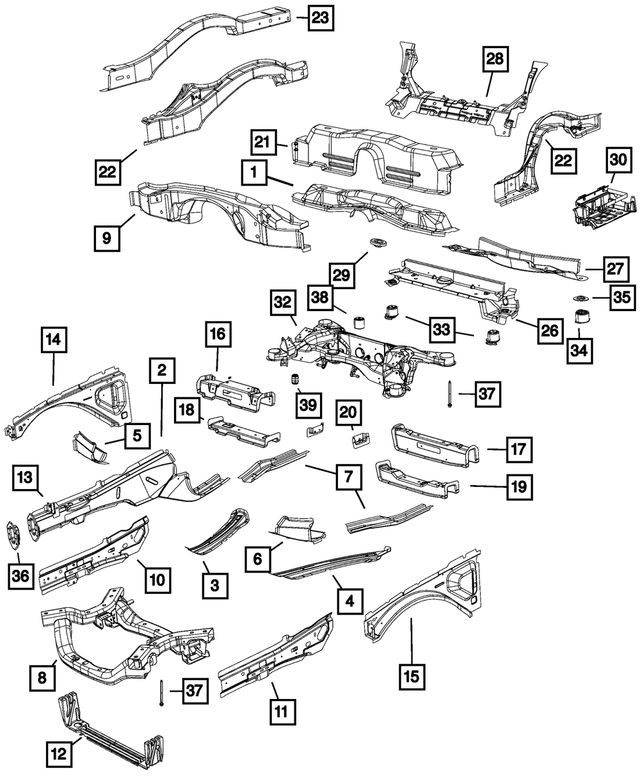 68504488AA - Frame, Bumper and Fascia: Front Side Rail Front Rail, Right for Mopar Image image