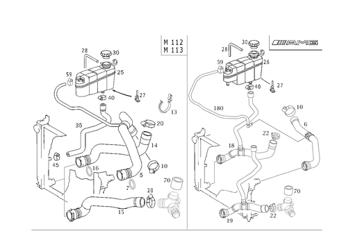 Expansion Tank, Mounting and Hoses for 2003 Mercedes-Benz S55 AMG #0