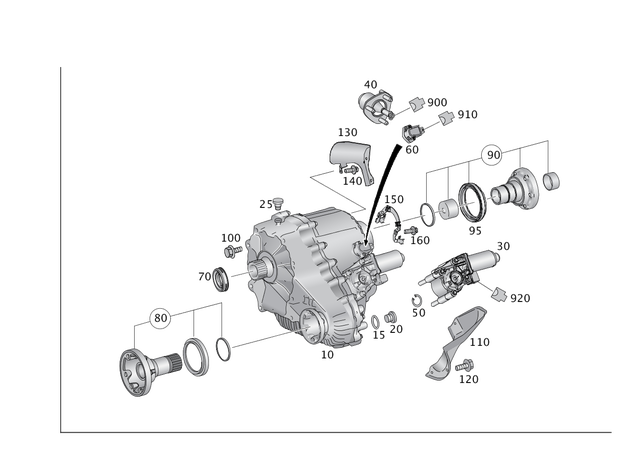 2512803500 - Transfer Case: Long. Transfer Case for Mercedes-Benz: GL350, GL450, GL550, GL63 AMG, GLE300d, GLE350, GLE400, GLE63 AMG, GLS350d, GLS450, GLS550, GLS63 AMG, ML250, ML350, ML400, ML550, ML63 AMG Image image