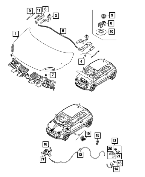 Hood and Hood Release for 2024 Fiat 500E #0