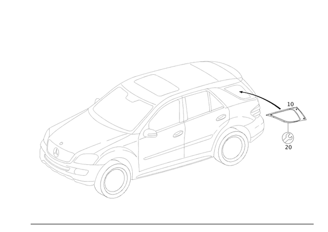 1646701311 - Windows: Side Window for Mercedes-Benz: ML320, ML350, ML450, ML500, ML550, ML63 AMG Image image