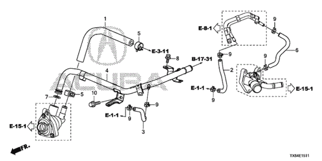 Water Hose (2.4L) (1) for 2014 Acura ILX #0