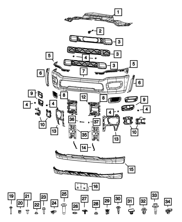 68384295AA - Frame, Bumper and Fascia: Lower Grille for Mopar Image