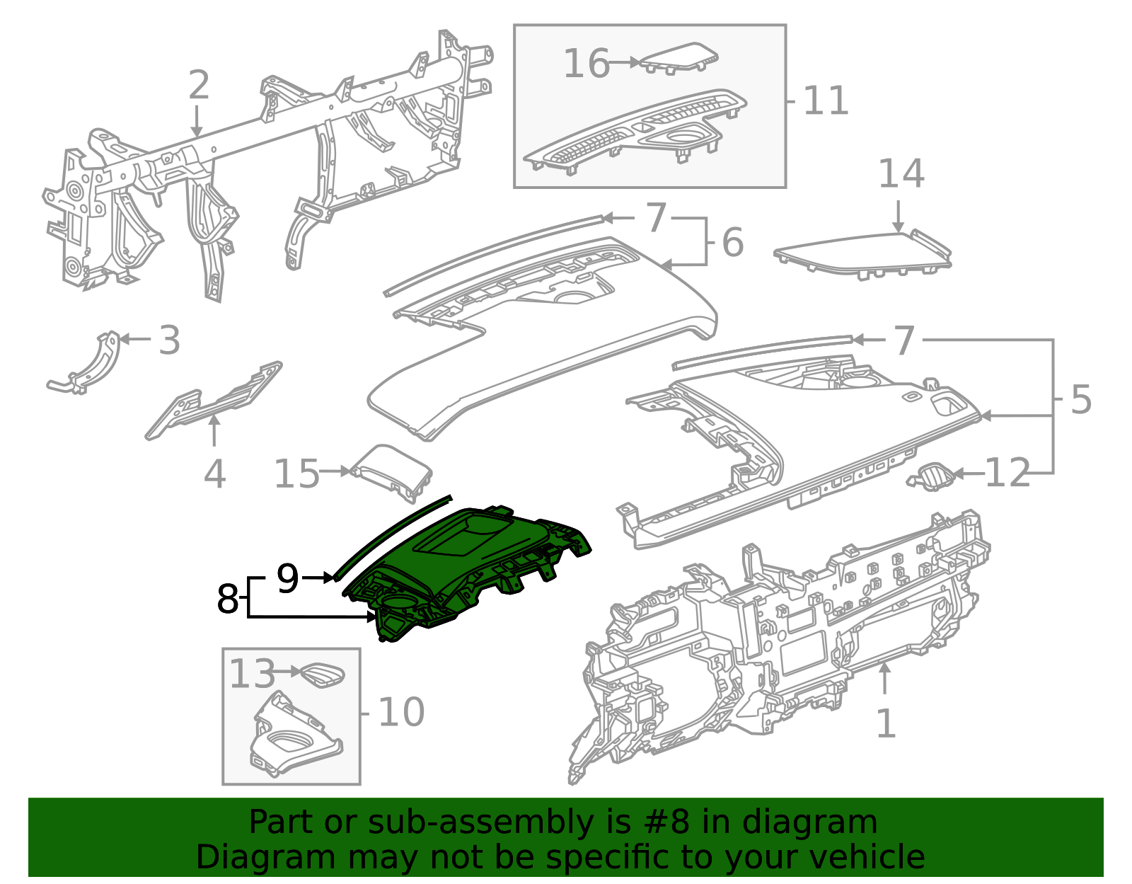 GM Instrument Panel Bezel - Dashboard Frame Trim - Part #87842946 ...