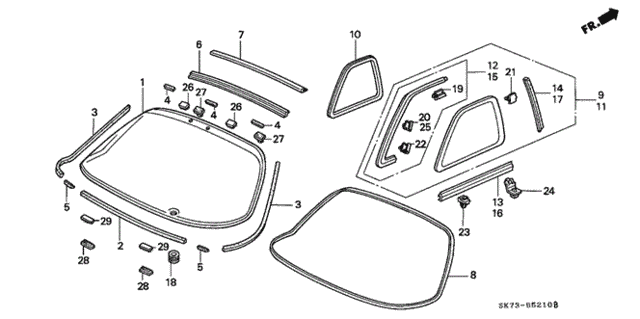 Quarter Glass - Rear Glass for 1992 Acura Integra #0