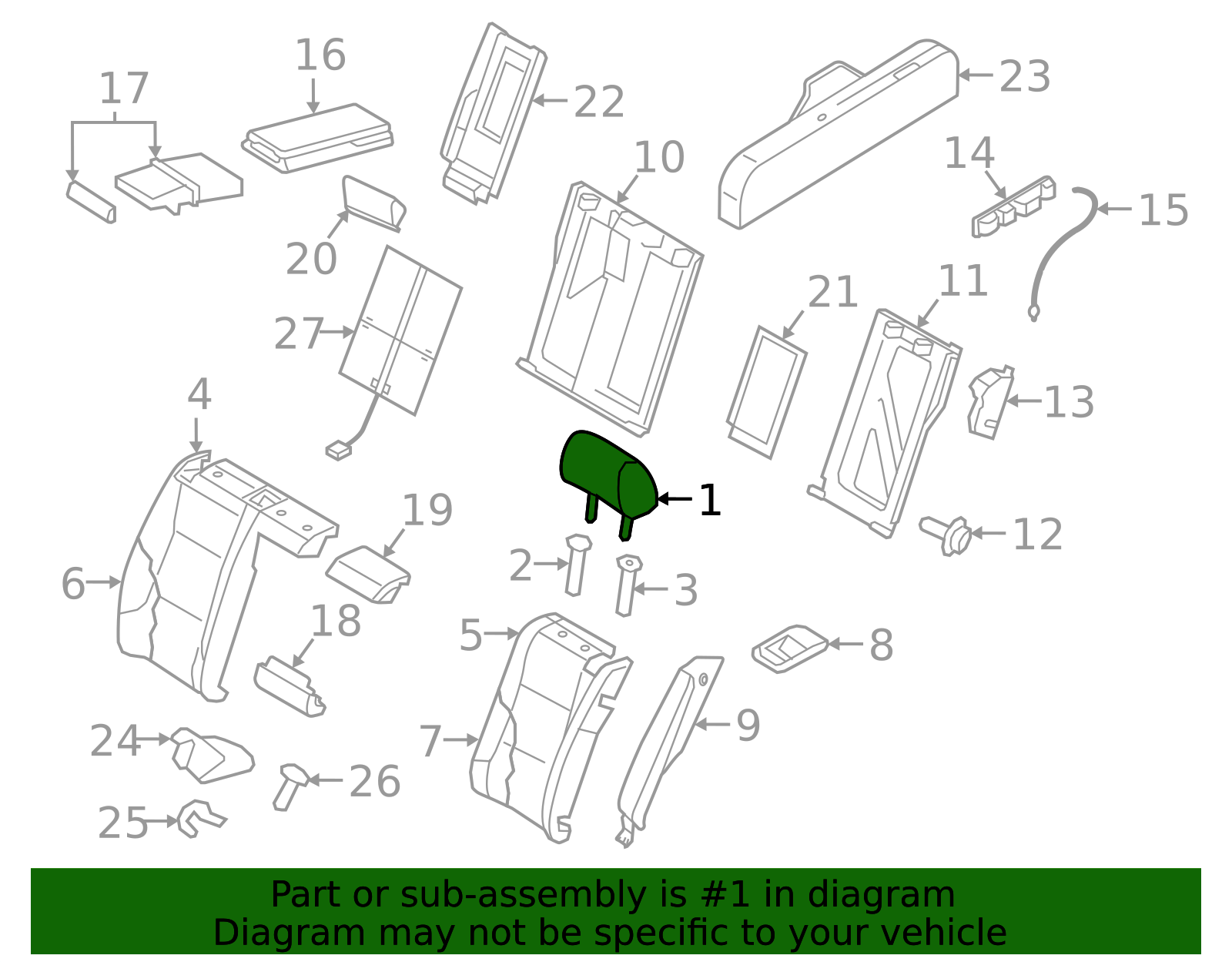 2008-2011 Audi Headrest 8T0-885-973-E-86R | OEM Parts Online