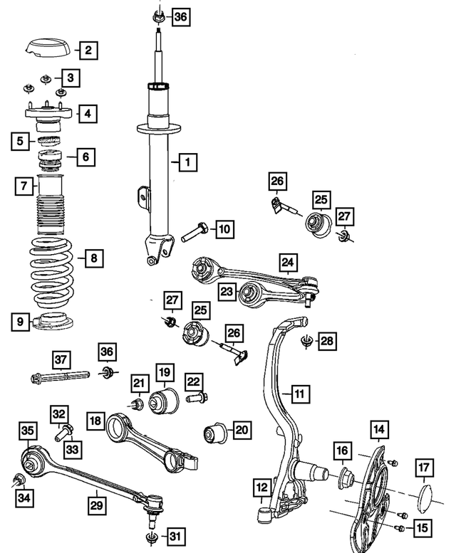 68077060AD - : Suspension Shock Absorber, Right for Mopar Image